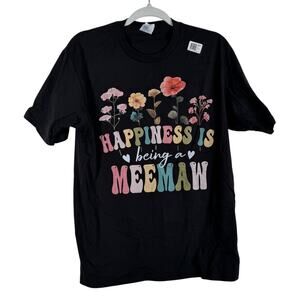 NWT Women's Black T-Shirt Short Sleeve Happiness is Being A Meemaw M